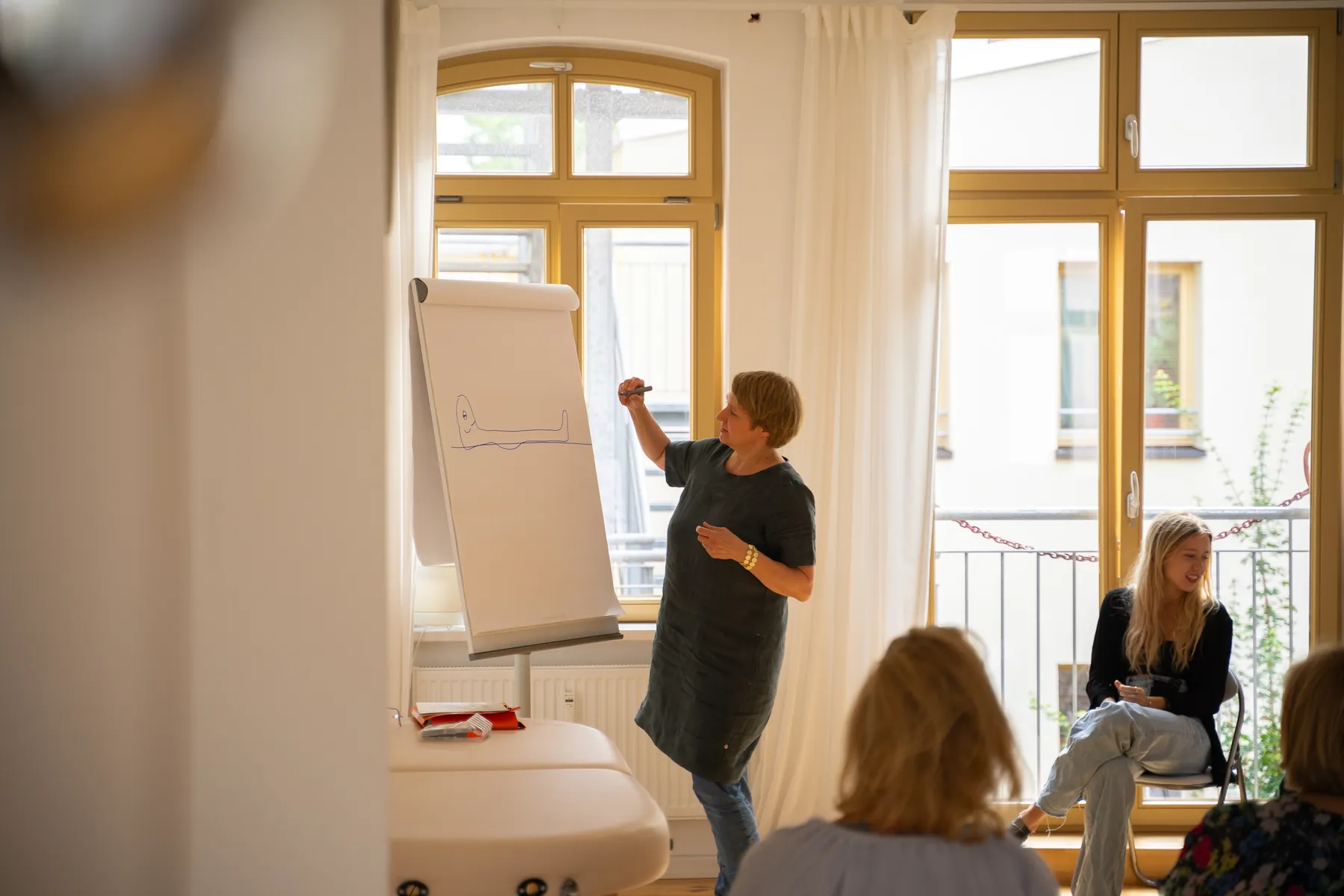 Kirsten Stubbe erklärt am Flipchart